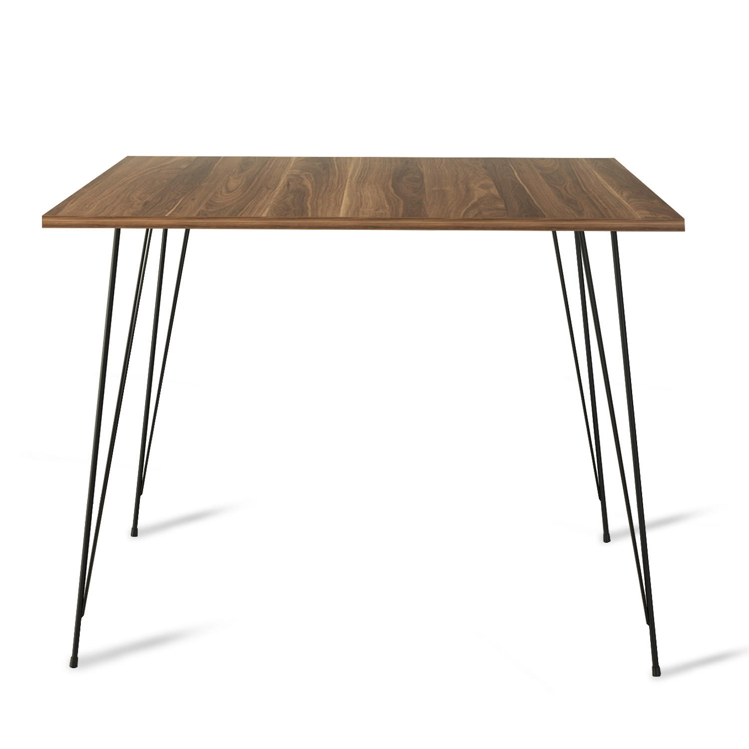 Table à manger carrée Meero L90cm Bois foncé et Métal Noir