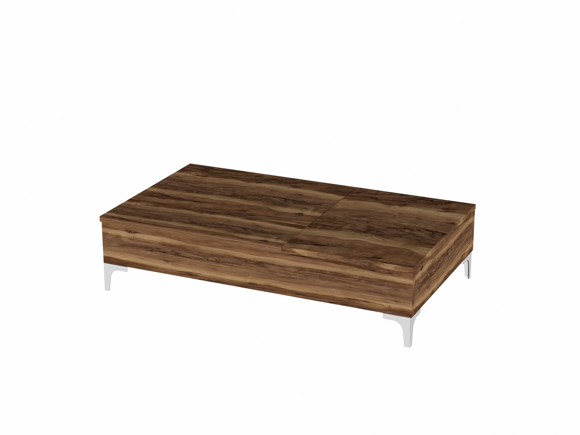 Table basse avec rangement Toffee 69,2x121cm Bois Naturel et Métal Chrome