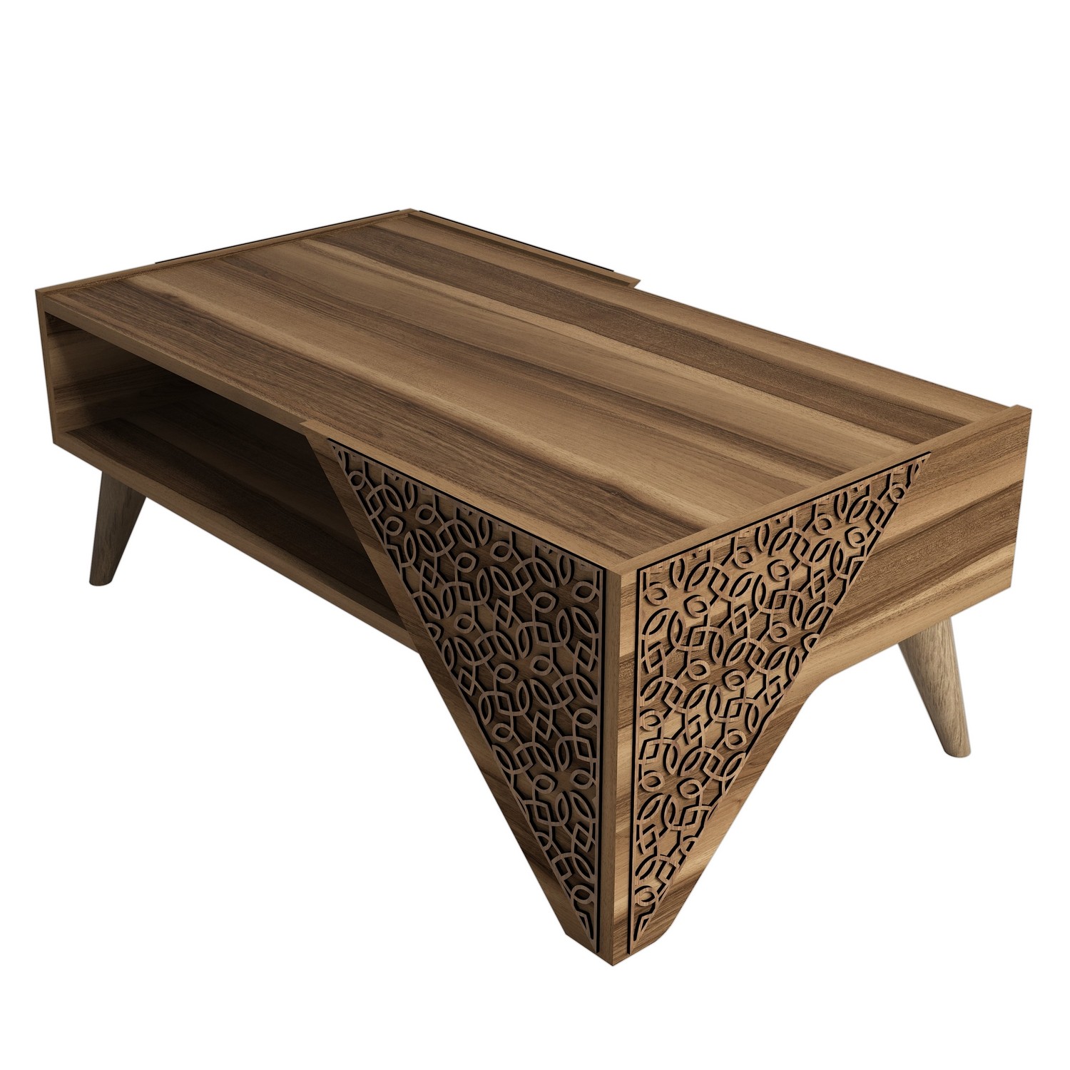 Table basse Forces Motif Arabesque Bois et Naturel
