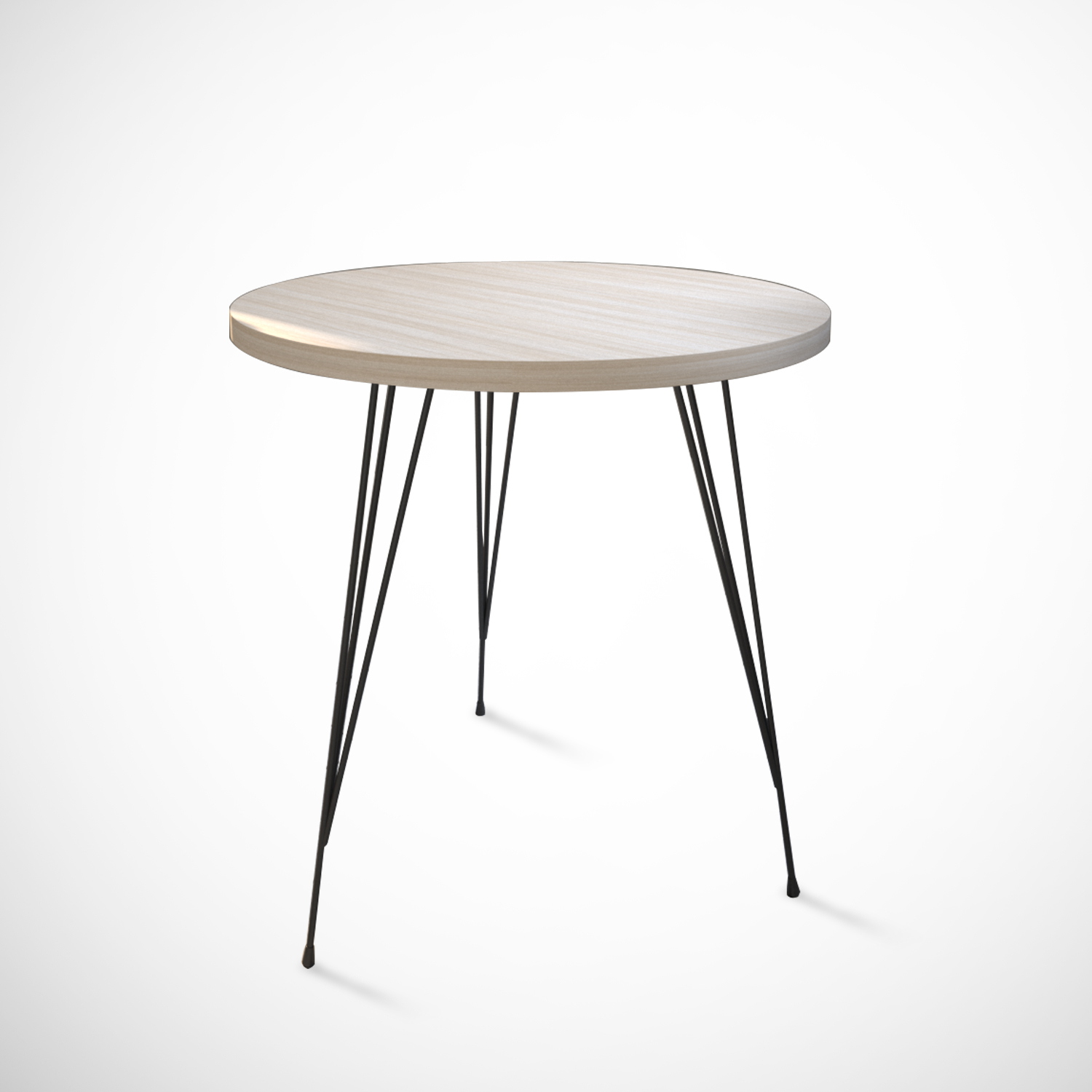 Table basse trépied Zinrel D44cm Métal Noir et Bois clair