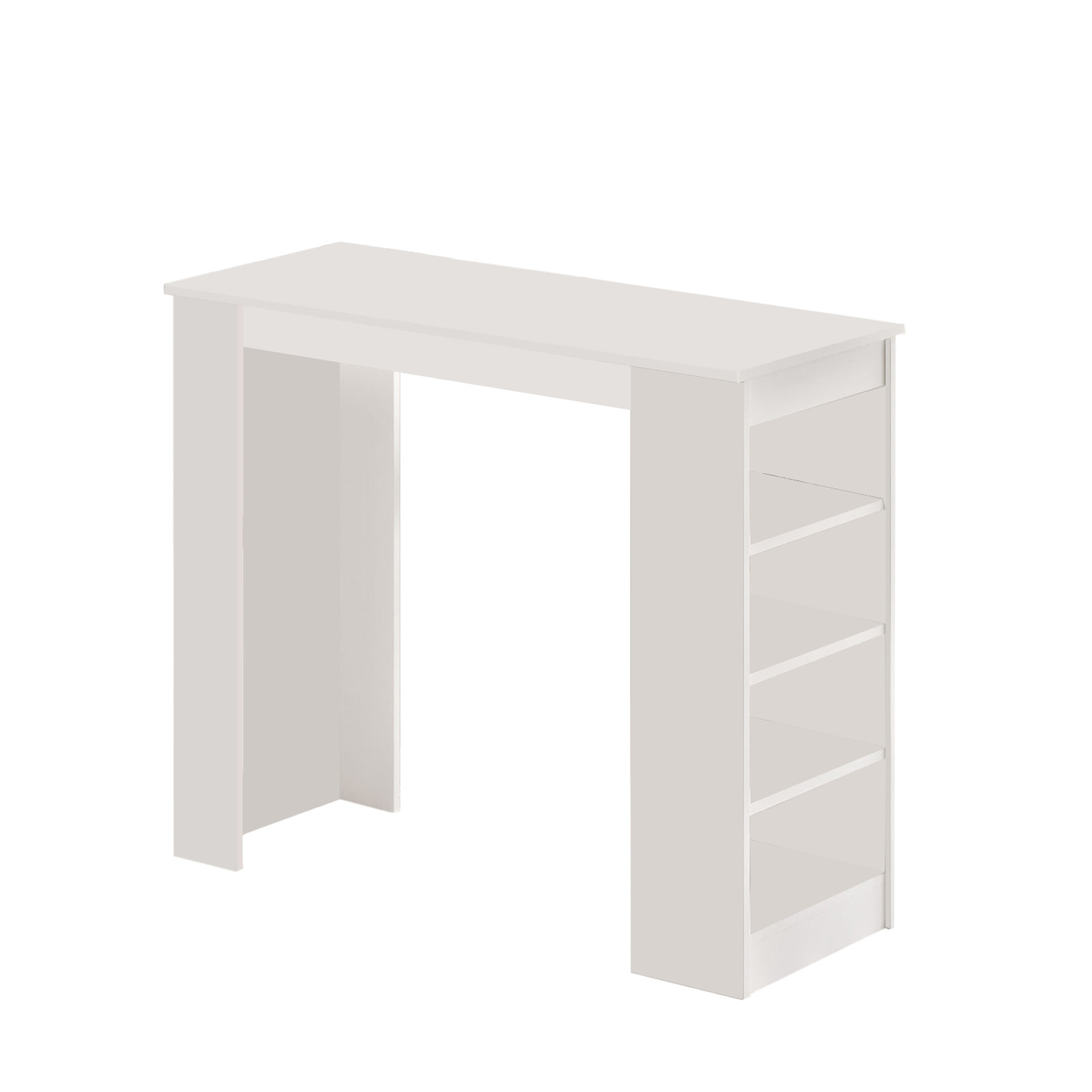 Table de bar avec 3 étagères Fergus L120xH101cm Blanc