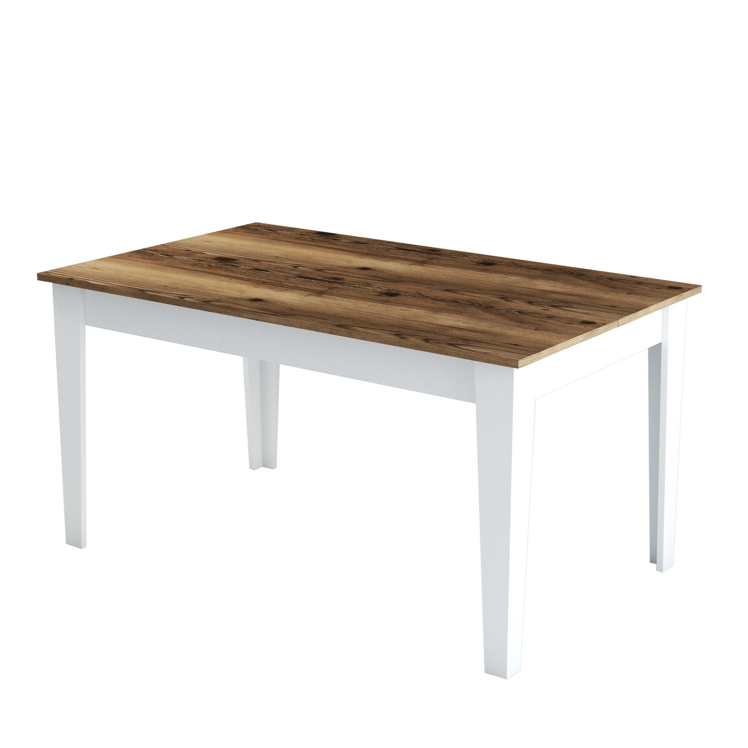 Table de salle à manger avec rangement Fiorita 145cm Blanc et Bois foncé