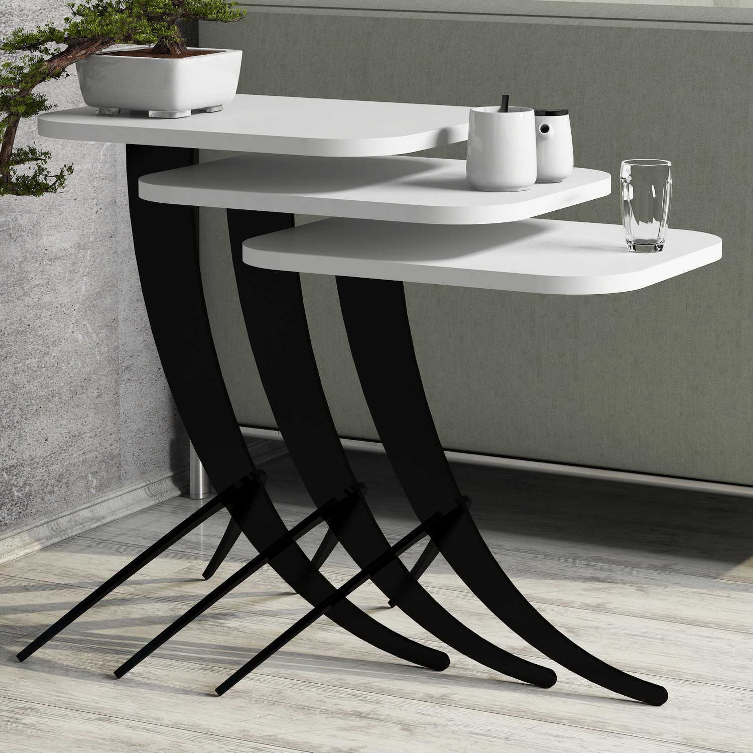 Table gigogne 3 pièces Zachem Bois Blanc