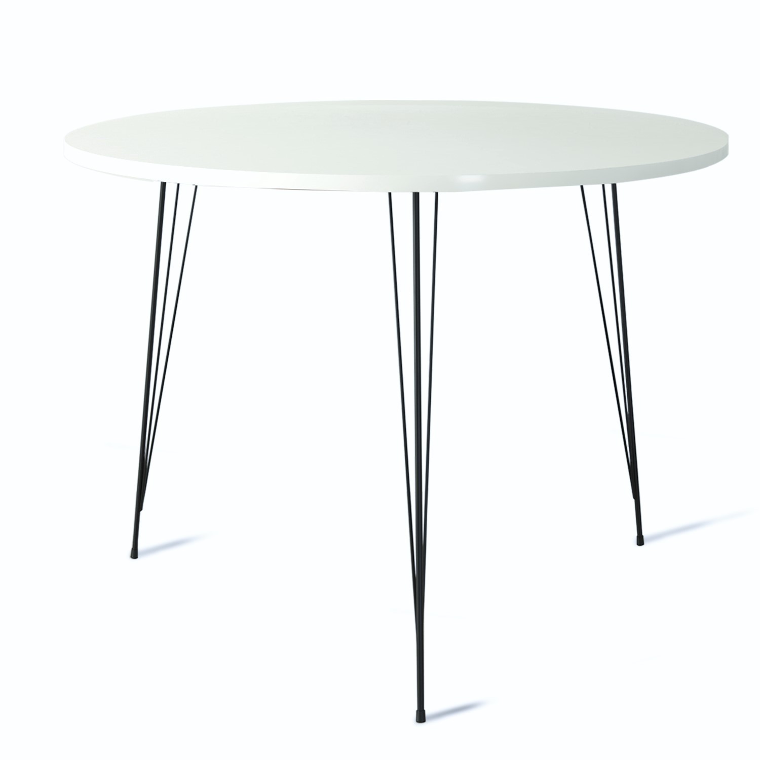 Table ronde Gillson D90cm Métal Noir et Bois Blanc brillant