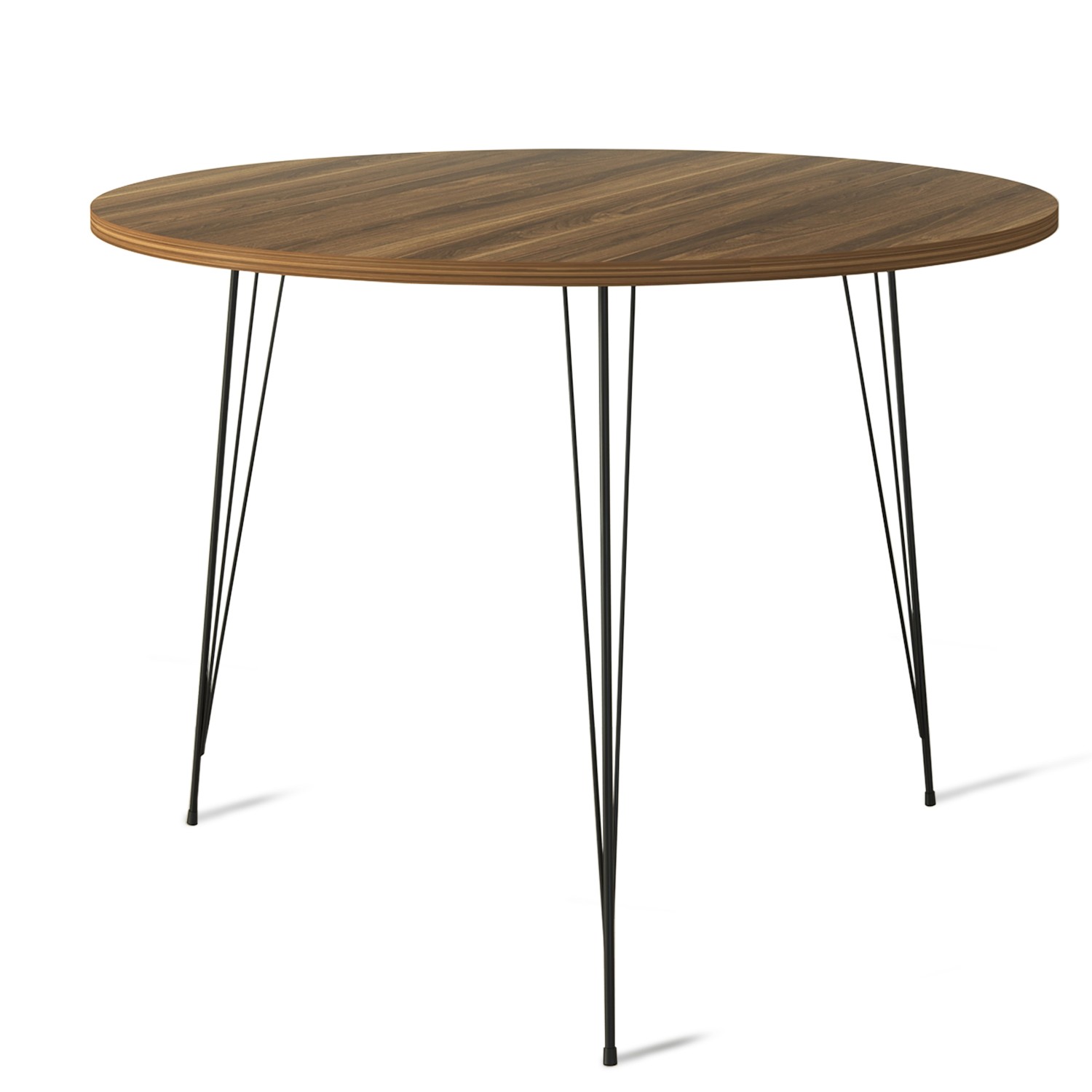 Table ronde Gillson D90cm Métal Noir et Bois foncé