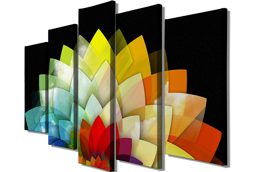 Tableau décoratif pentaptyque Scaenicos Motif Demi-métatron kaléiodoscopique