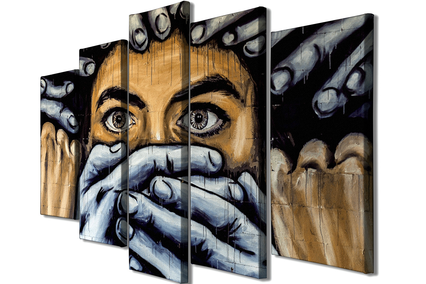 Tableau pentaptyque Atos Motif Portrait conceptuel censure