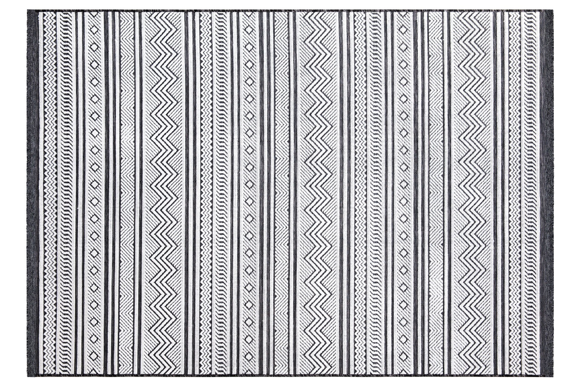 Tapis Aidyn 98x200cm Motif Berbère Noir et Blanc