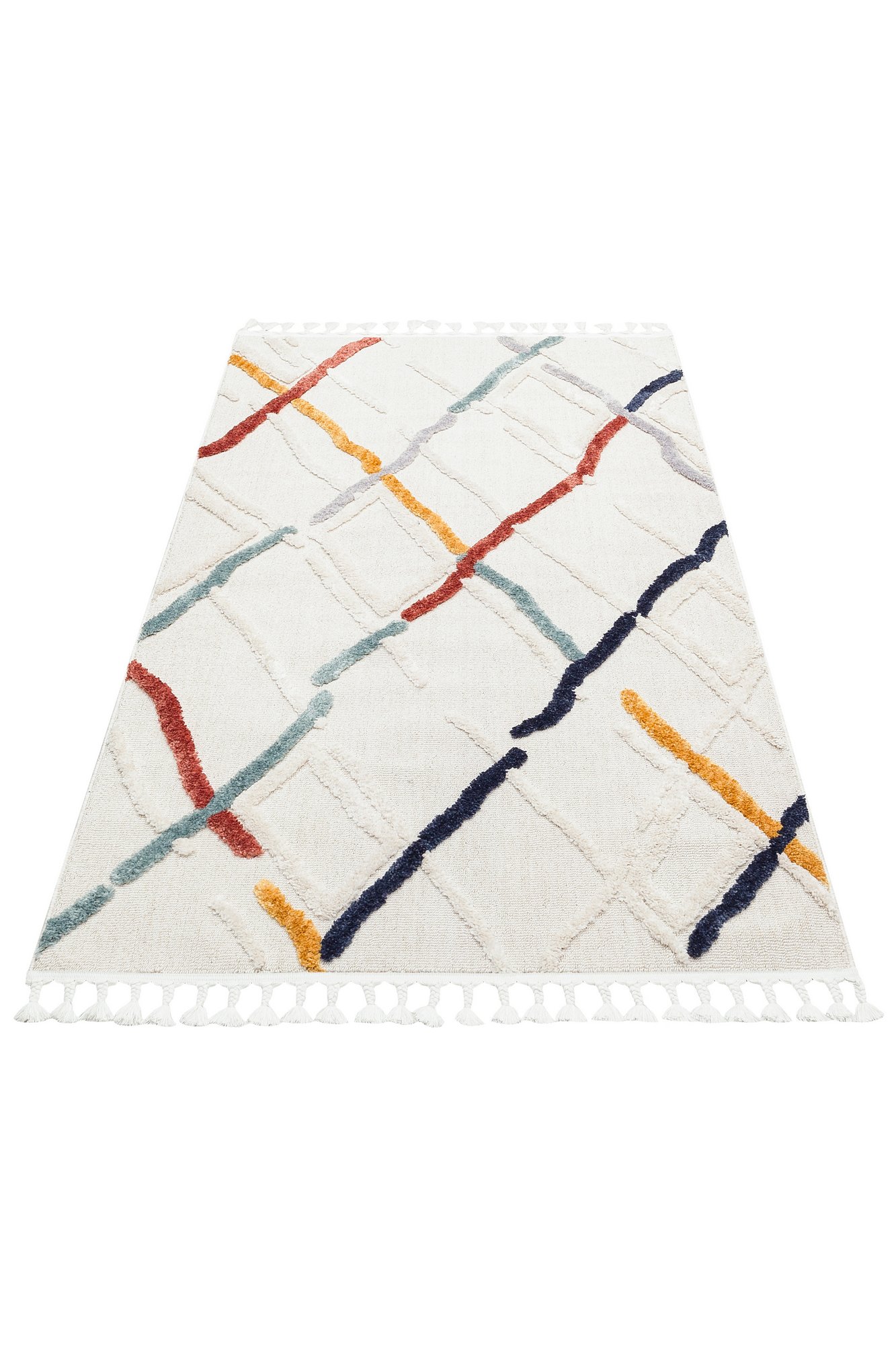 Tapis Arta 80x150cm Motif Bandes en relief Multicolore