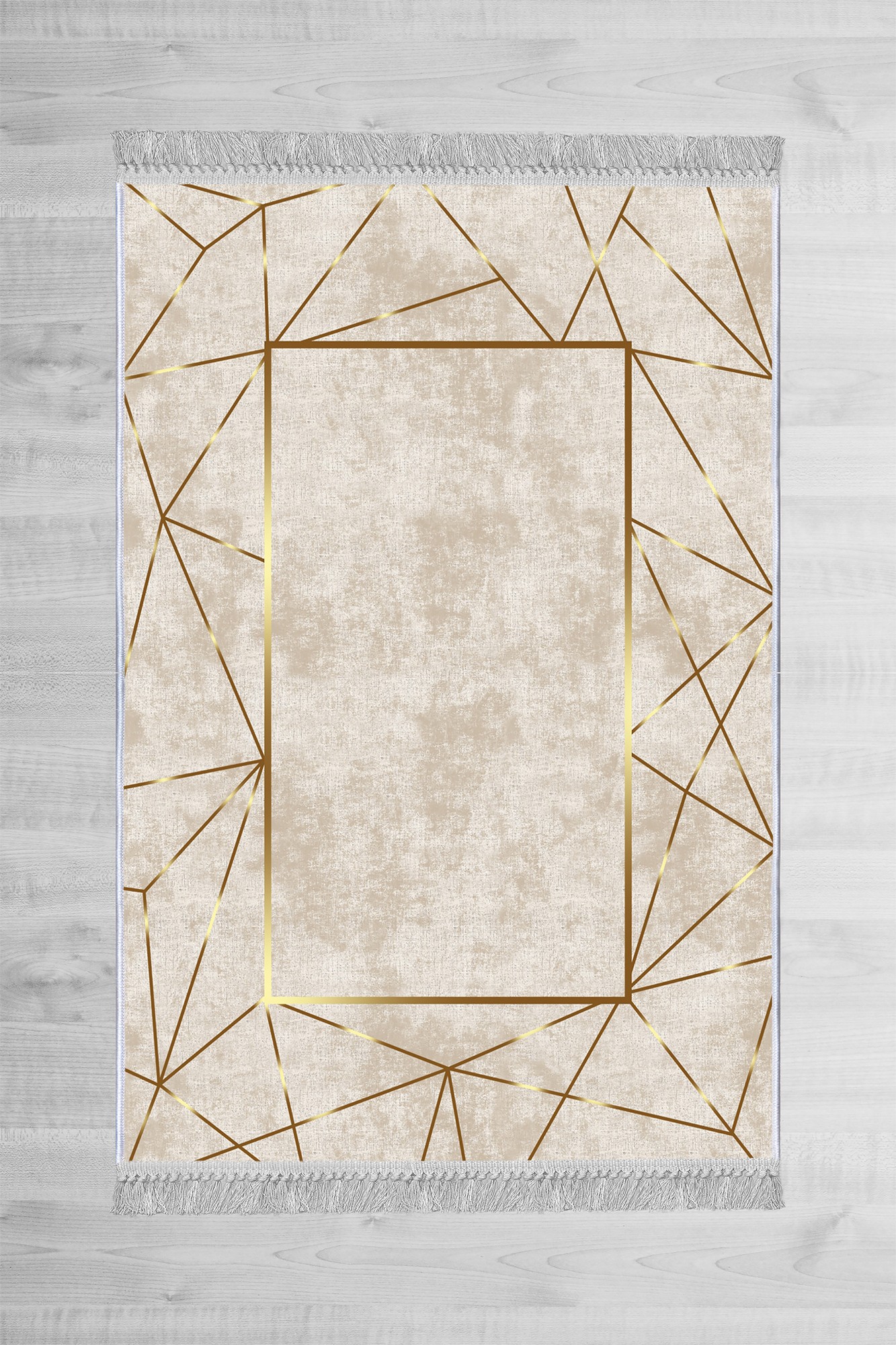Tapis Bayard 100x150cm Velours Beige et linges Or