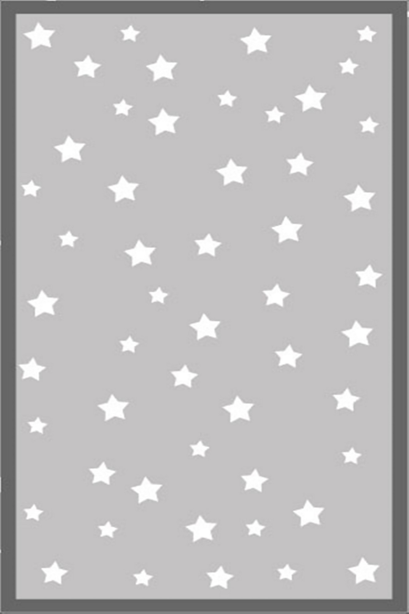 Tapis Brognac 80x120cm Velours Motif Étoile Gris et Blanc