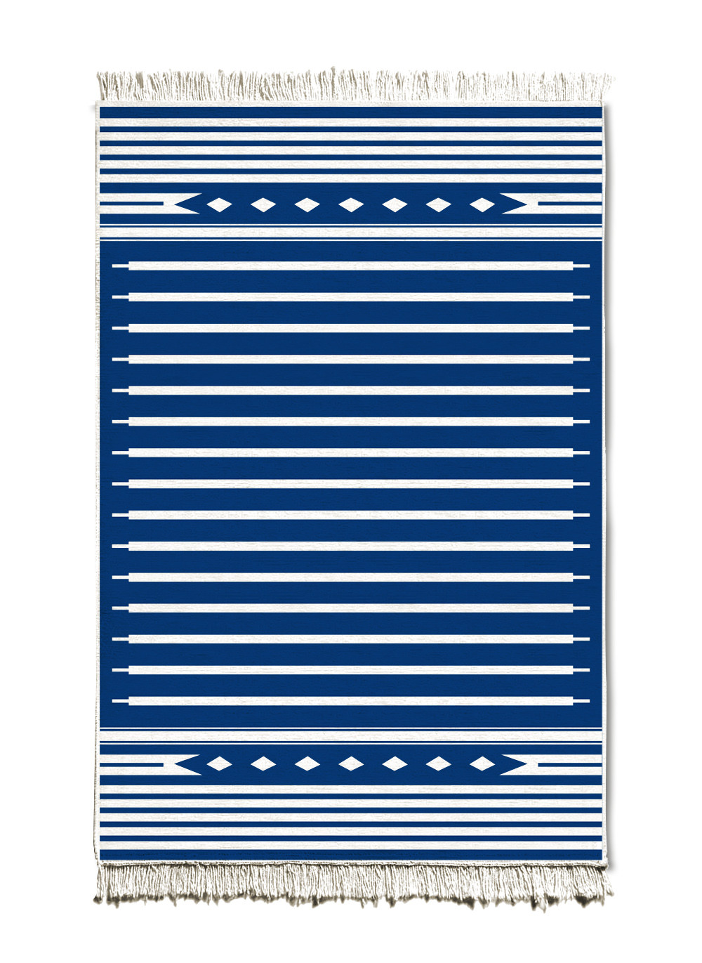 Tapis double face Karnik 100x150cm  Motif Berbère Bleu et Blanc