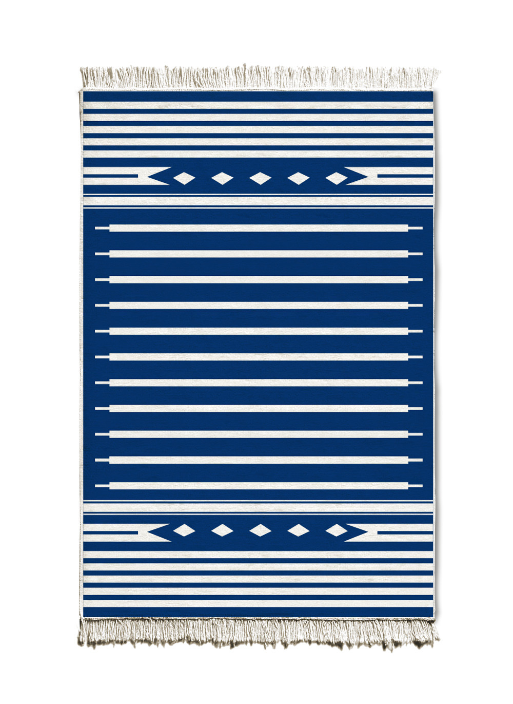 Tapis double face Karnik 80x120cm Motif Berbère Bleu et Blanc