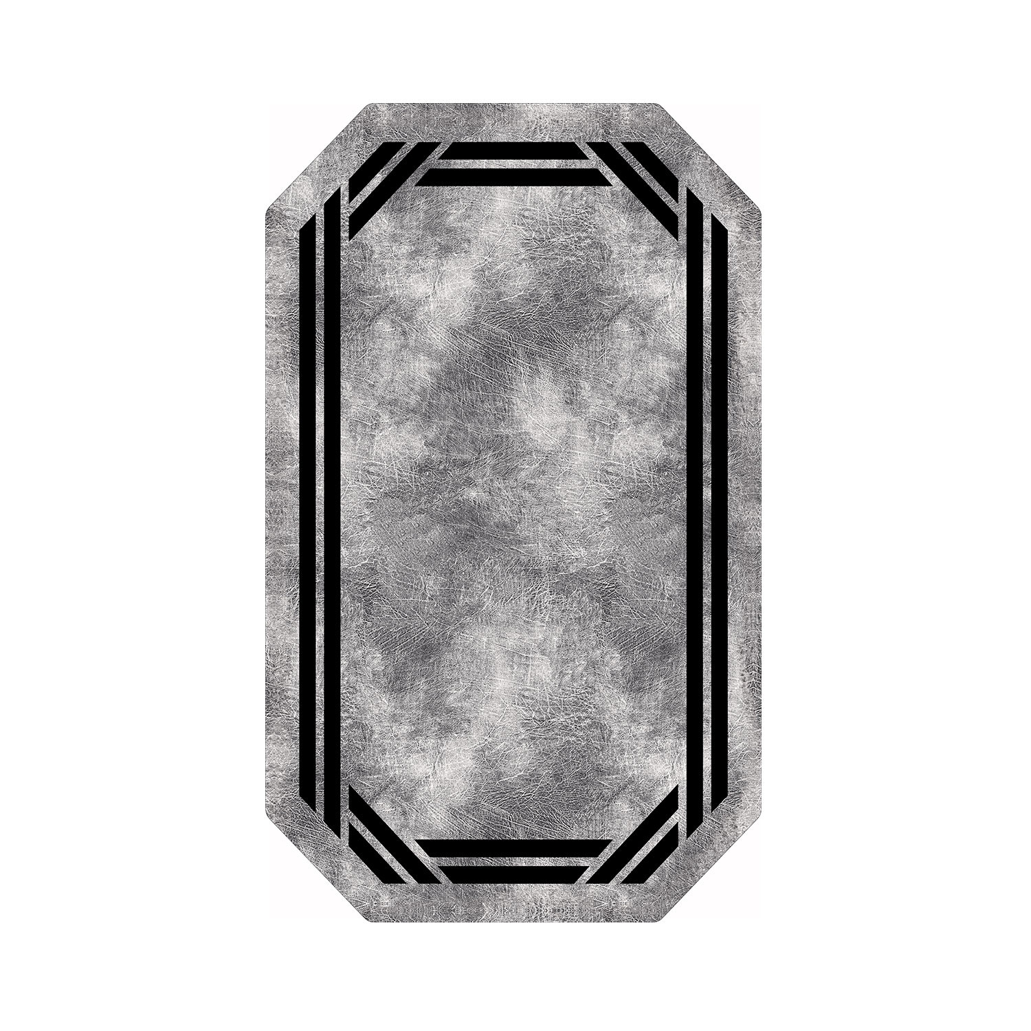 Tapis Usami 80x150cm Gris béton et lignes Noir
