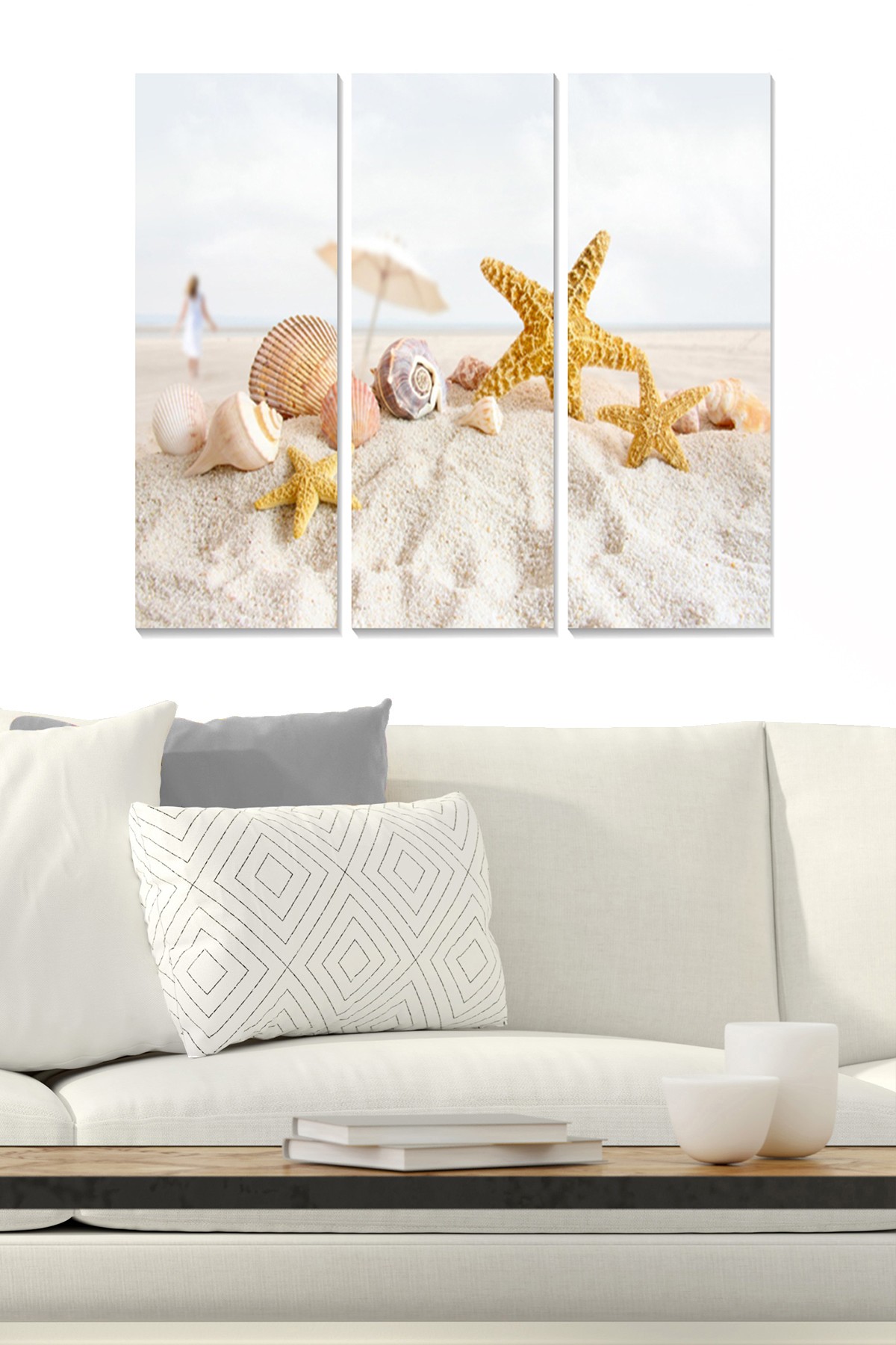 Triptyque Fabulosus L70xH50cm Motif Collection étoiles de mer et coquillages