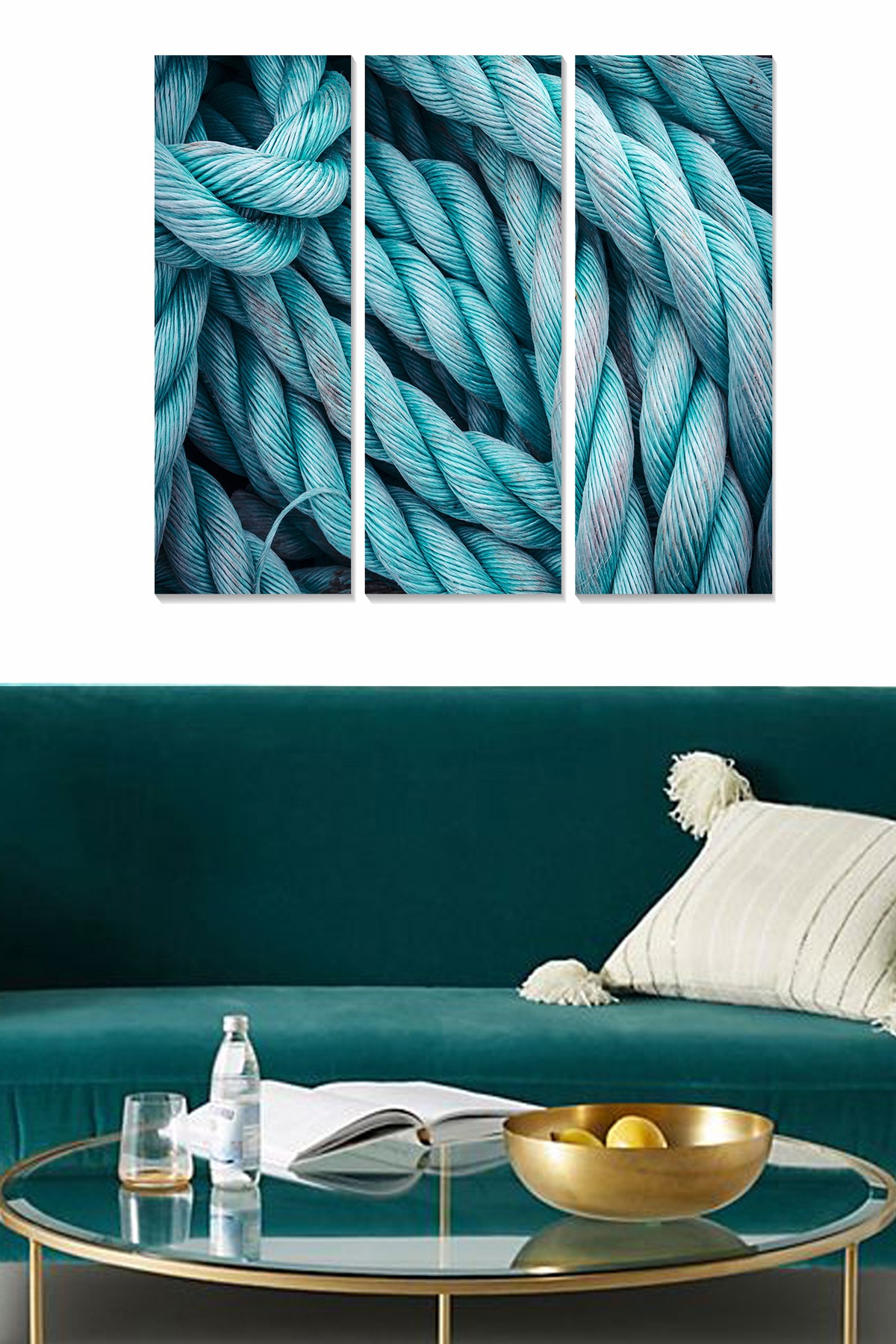 Triptyque Fabulosus L70xH50cm Motif Cordages Turquoise