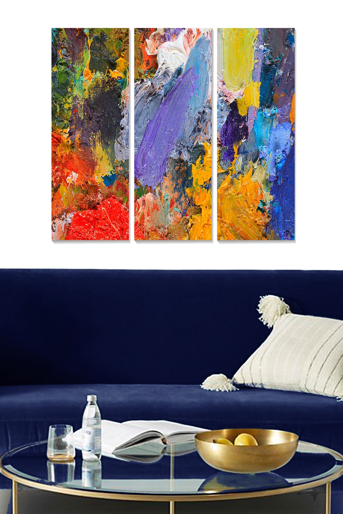Triptyque Fabulosus L70xH50cm Motif Coups de pinceaux Multicolore