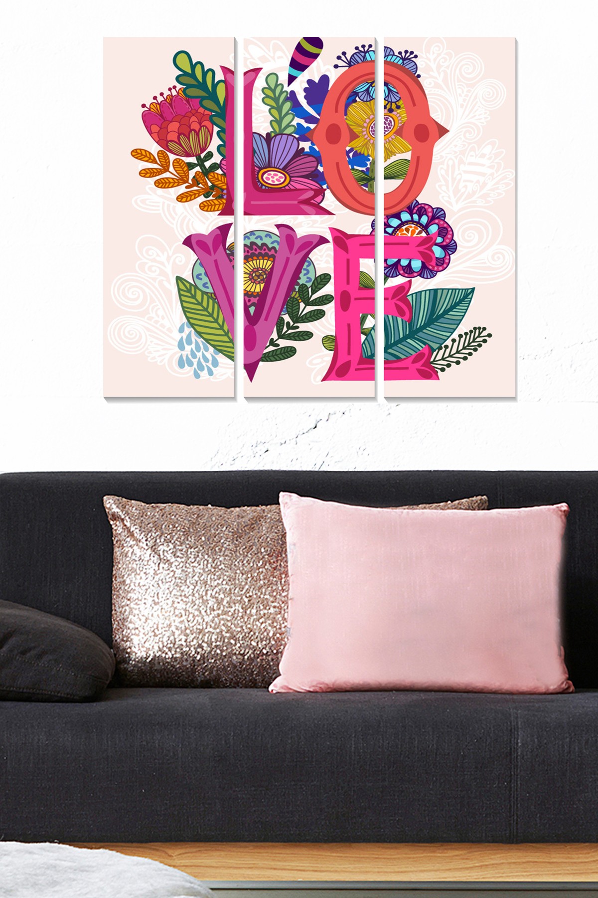 Triptyque Fabulosus L70xH50cm Motif LOVE Multicolore