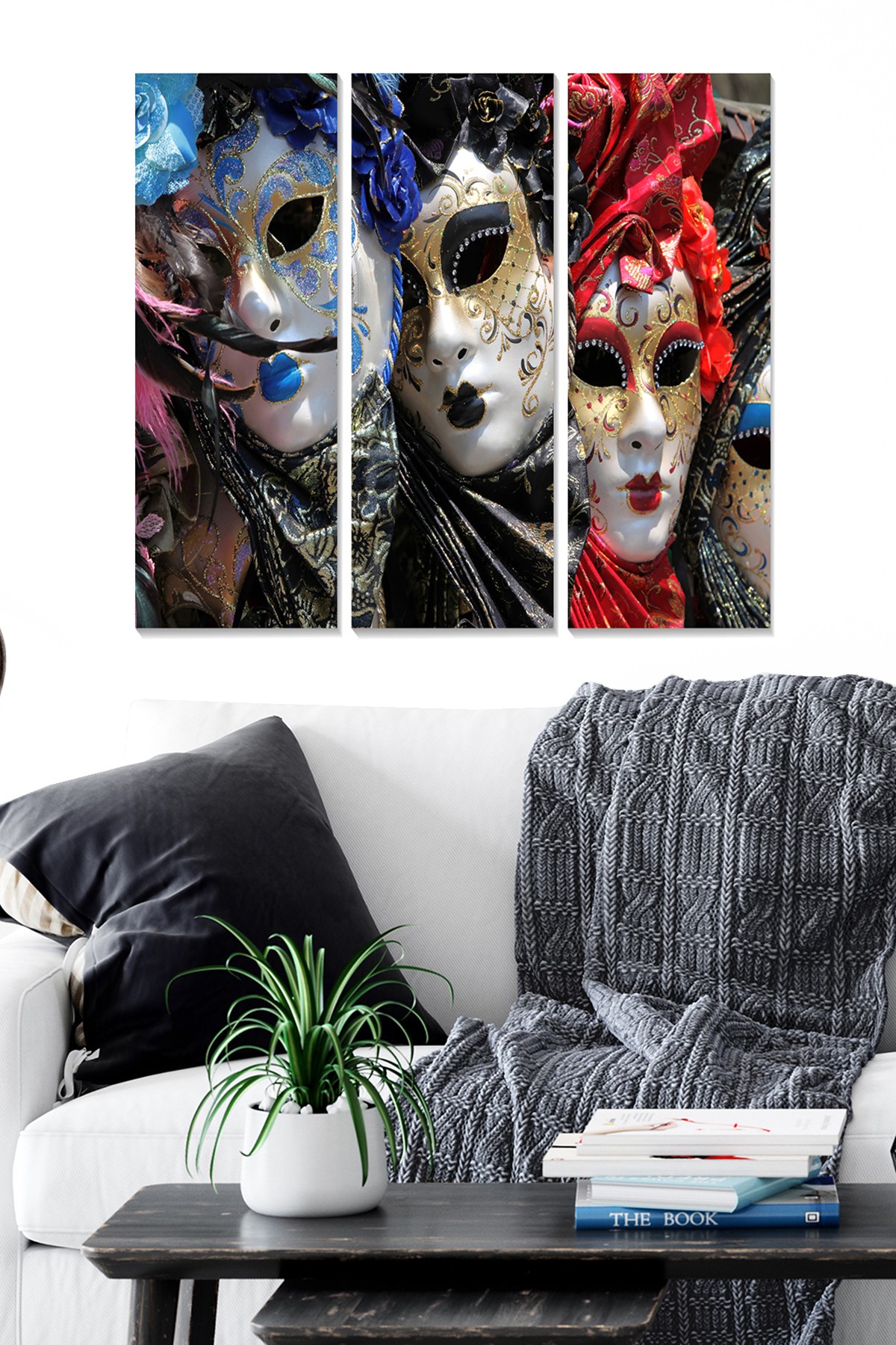 Triptyque Fabulosus L70xH50cm Motif Masques carnaval