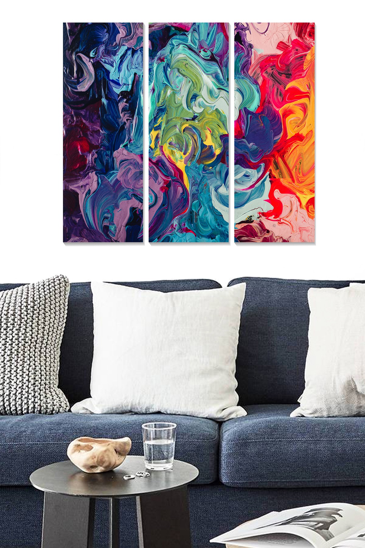 Triptyque Fabulosus L70xH50cm Motif Peinture formes abstraites Multicolore