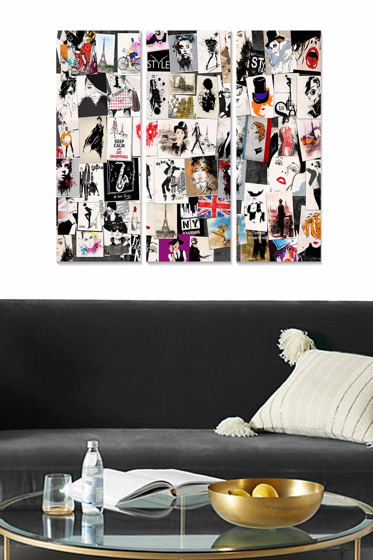 Triptyque Fabulosus L70xH50cm Motif Pêle-mêle portraits Multicolore