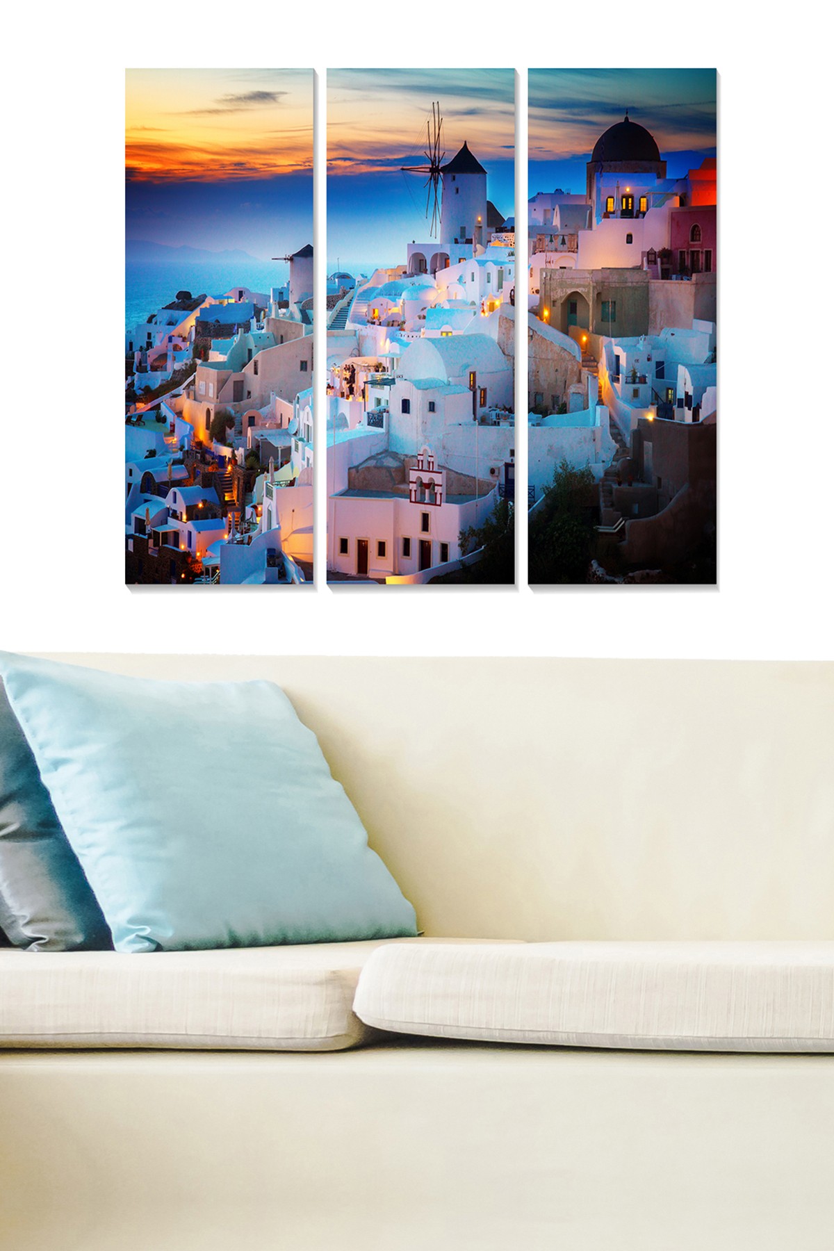 Triptyque Fabulosus L70xH50cm Motif Santorin en Grèce