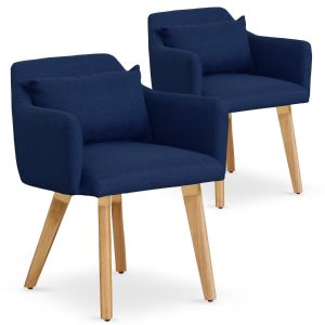 Lot de 2 fauteuils scandinaves Gybson Tissu Bleu