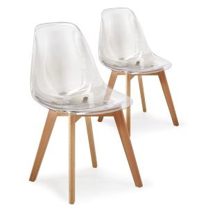 Lot de 2 chaises scandinaves Larry plexi Transparent