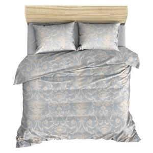 Jeté de lit double piqué Nadda 200x235cm Coton Motif Floral calice Bleu ciel et Blanc