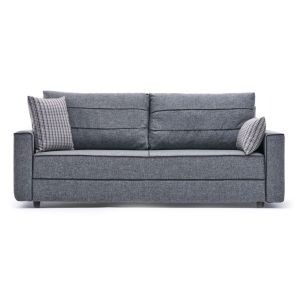 Canapé 3 places convertible Milos Bois massif et Tissu Gris