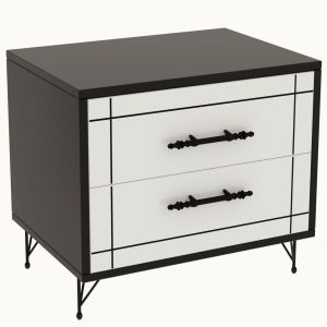 Table de chevet avec 2 tiroirs Mompi Blanc et Noir