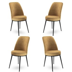 Lot de 4 chaises Olgino Velours Cappuccino et Métal Noir