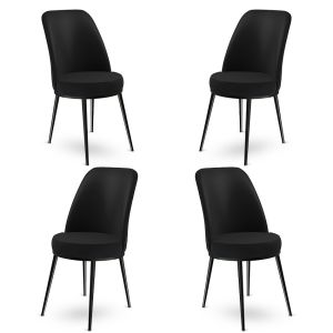 Lot de 4 chaises Olgino Velours et Métal Noir