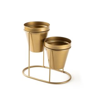 Porte pot à 2 pots Avilan L19xH16cm Métal Or
