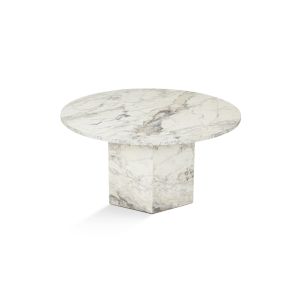 Table basse ronde style contemporain Zinnia D80cm Effet marbre Blanc