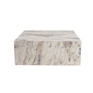 Table basse carrée style contemporain Freezia L90cm Effet marbre Blanc