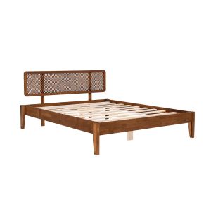 Lit double minimaliste Izabel 140x200cm Bois foncé