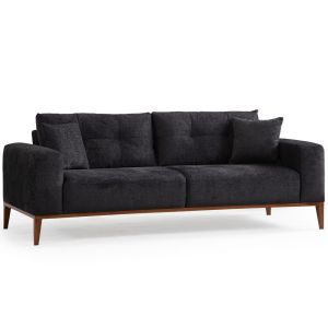 Canapé moderne 3 places convertible Detliso Tissu Anthracite