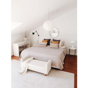 Banquette coffre Evar L115cm Tissu bouclette Blanc