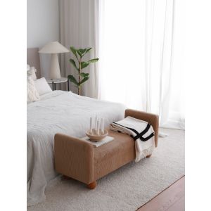 Banquette coffre Evar L115cm Velours côtelé Camel