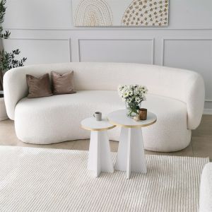 Lot de 2 tables basse gigognes Ralia Bois Blanc et Or