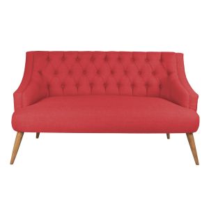 Canapé 2 places design Lawan Bois massif et Tissu Rouge