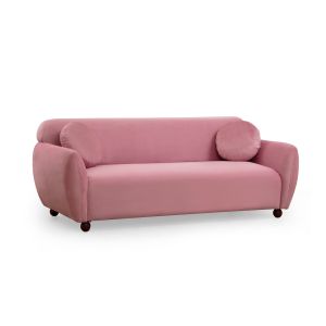 Canapé 3 places avec 2 coussins Irek Tissu Rose