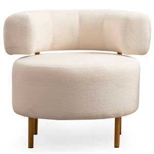 Fauteuil design moderne lilowa Tissu bouclette Blanc crème