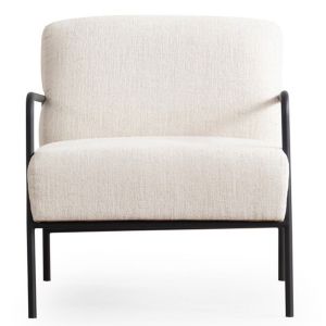 Fauteuil Kamily Métal Noir et Tissu bouclette Blanc
