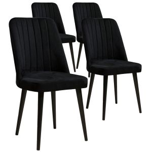 Lot de 4 chaises Narli Velours et Métal Noir