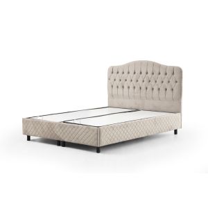 Lit double à sommier relevable Gectuna 140x200cm Velours Beige