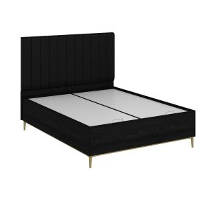 Lit double à sommier relevable et pieds dorés Bakita 160x200cm Bois Noir