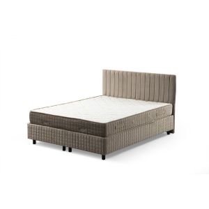 Lit simple à sommier relevable Azein Velours Taupe avec matelas 120x200cm antibactérien à ressorts