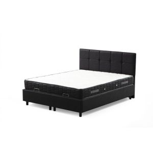 Lit simple à sommier relevable Testin 120x200cm avec matelas antibactérien à ressort Velours Anthracite